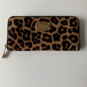 Michael Kors Jet Set Leopard Calf Hair Wallet